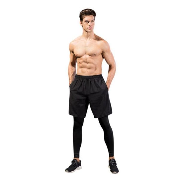 men's leggings quick-drying pants fitness sports running training casual stretch fake two pieces trousers men pants, Black
men's leggings quick-drying pants fitness sports running training casual stretch fake two pieces trousers men pants, Black