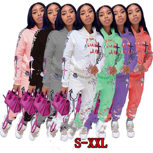 women tracksuit two pieces set designer letters printed long sleeve hooded pullover pants outfits ladies new fashion street casual suit 2020, Gray 
women tracksuit two pieces set designer letters printed long sleeve hooded pullover pants outfits ladies new fashion street casual suit 2020, Gray
