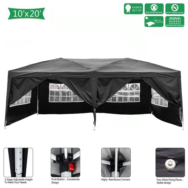 10x20ft four windows wedding party tent 3 x 6m practical waterproof folding gazebo for parking shed camping or picnic with carry bag
10x20ft four windows wedding party tent 3 x 6m practical waterproof folding gazebo for parking shed camping or picnic with carry bag