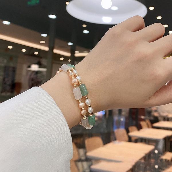 beaded, strands vintage natural pearl chalcedony bracelet women's single circle fashion crystal lovers hand-beaded personality, Black
beaded, strands vintage natural pearl chalcedony bracelet women's single circle fashion crystal lovers hand-beaded personality, Black