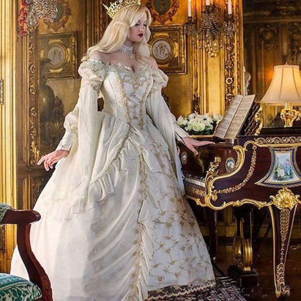 vintage medieval arabic wedding dresses princess ball gown gothic wedding dress lace off the shoulder bridal gowns, White
vintage medieval arabic wedding dresses princess ball gown gothic wedding dress lace off the shoulder bridal gowns, White