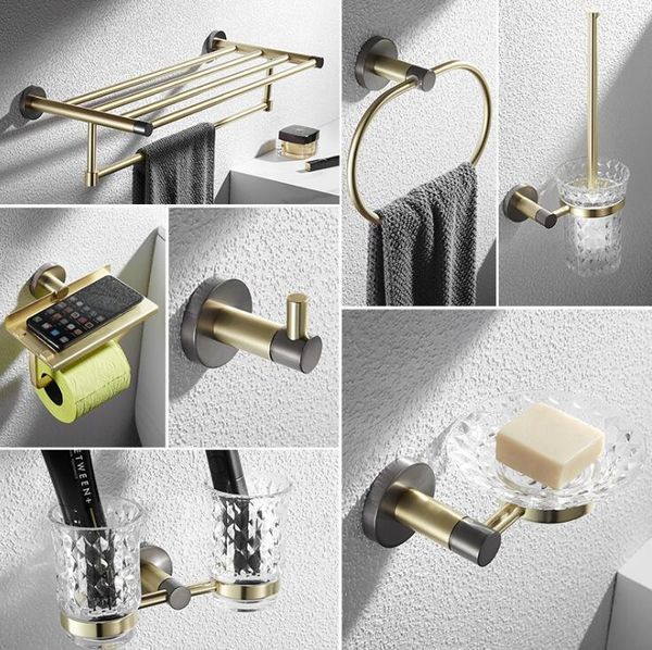 bath accessory set brushed gold brass bathroom hardware coat hanger towel holder rack shelf ring accessories
bath accessory set brushed gold brass bathroom hardware coat hanger towel holder rack shelf ring accessories