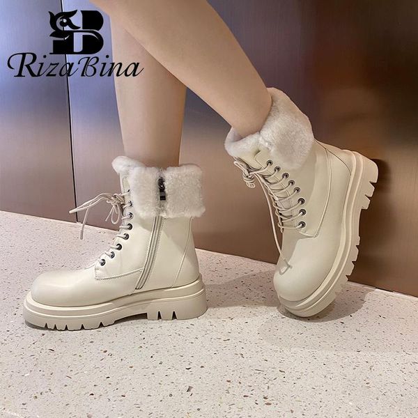 boots rizabina women half short real leather winter plush fur snow warm shoes fashion lace up footwear size 34-43, Black
boots rizabina women half short real leather winter plush fur snow warm shoes fashion lace up footwear size 34-43, Black