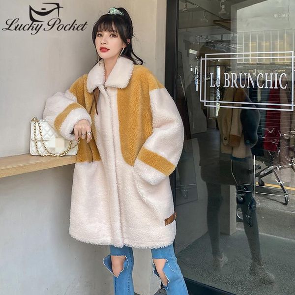 women autumn winter new fashion hit color spliced lamb wool coat female loose casual long fur leather ladies elegant coats ml7701, Black
women autumn winter new fashion hit color spliced lamb wool coat female loose casual long fur leather ladies elegant coats ml7701, Black