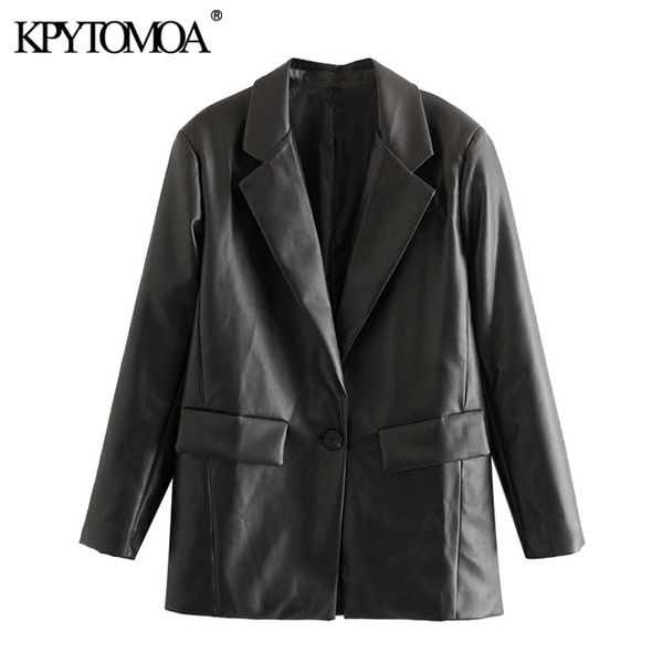kpytomoa women fashion pu faux leather loose blazer coat vintage pockets long sleeve back vents female outerwear chic y201026, White;black
kpytomoa women fashion pu faux leather loose blazer coat vintage pockets long sleeve back vents female outerwear chic y201026, White;black