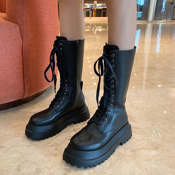 rimocy chunky platform pu leather knee high women thick sole lace up winter woman punk style motorcycle boots female, Black
rimocy chunky platform pu leather knee high women thick sole lace up winter woman punk style motorcycle boots female, Black