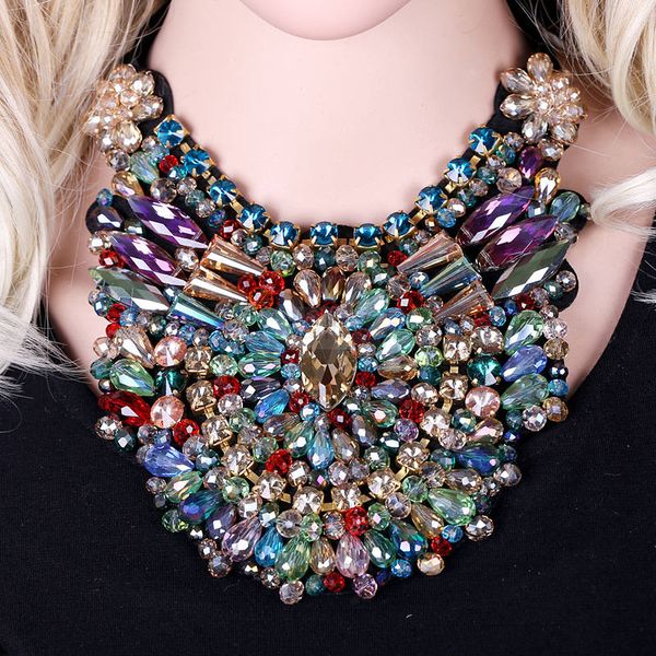 exaggerated luxury super flash pure handmade dense crystal glass necklace short necklace charm jewelry pendant chain, Silver
exaggerated luxury super flash pure handmade dense crystal glass necklace short necklace charm jewelry pendant chain, Silver