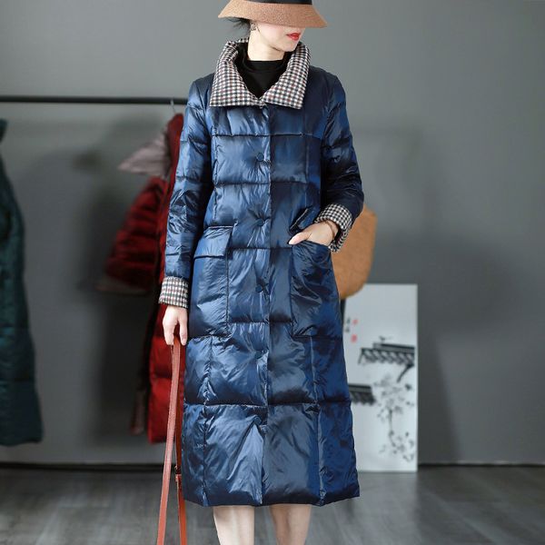 2020 double sided women's winter down jackets stand collar white duck down coat female light long jacket feminino parkas c1204, Black
2020 double sided women's winter down jackets stand collar white duck down coat female light long jacket feminino parkas c1204, Black