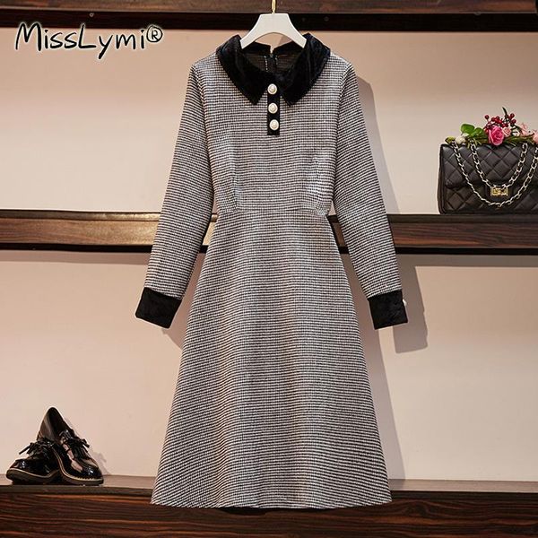 4xl plus size women plaid dress winter 2020 velvet peter pan collar patchwork long sleeve high waist houndstooth woolen dresses, Black;gray
4xl plus size women plaid dress winter 2020 velvet peter pan collar patchwork long sleeve high waist houndstooth woolen dresses, Black;gray