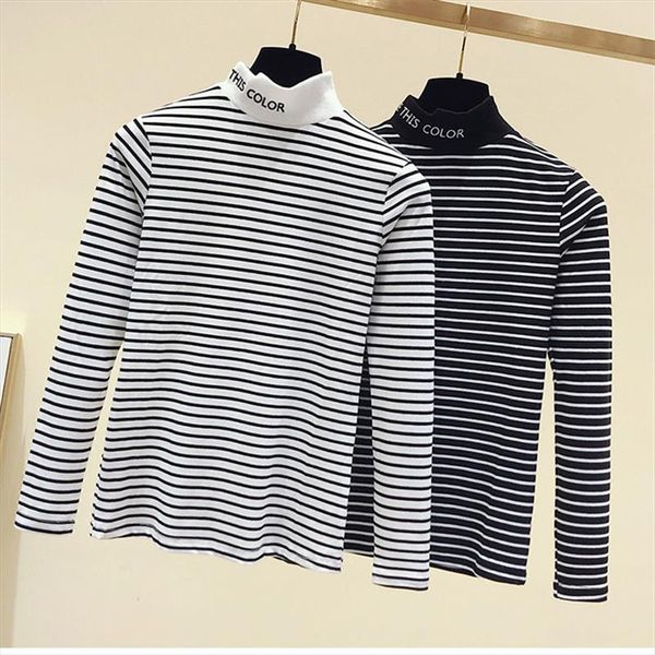 autumn fashion women causal loose stripe long sleeve kitted turtleneck t shirts lady girls basic tee t shirts, White
autumn fashion women causal loose stripe long sleeve kitted turtleneck t shirts lady girls basic tee t shirts, White