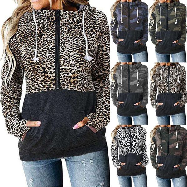 gym clothing women casual leopard printed hooded zipper long sleeves sweatshirt with pocket autumn winter stitching women's, White;black
gym clothing women casual leopard printed hooded zipper long sleeves sweatshirt with pocket autumn winter stitching women's, White;black