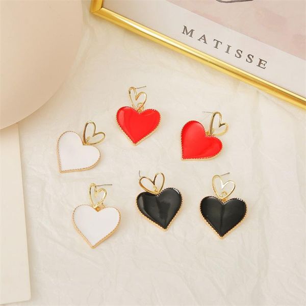 dangle & chandelier fashion classic female red white black heart earrings for women korean style trendy enamel drop earring ladies jewelry, Silver
dangle & chandelier fashion classic female red white black heart earrings for women korean style trendy enamel drop earring ladies jewelry, Silver