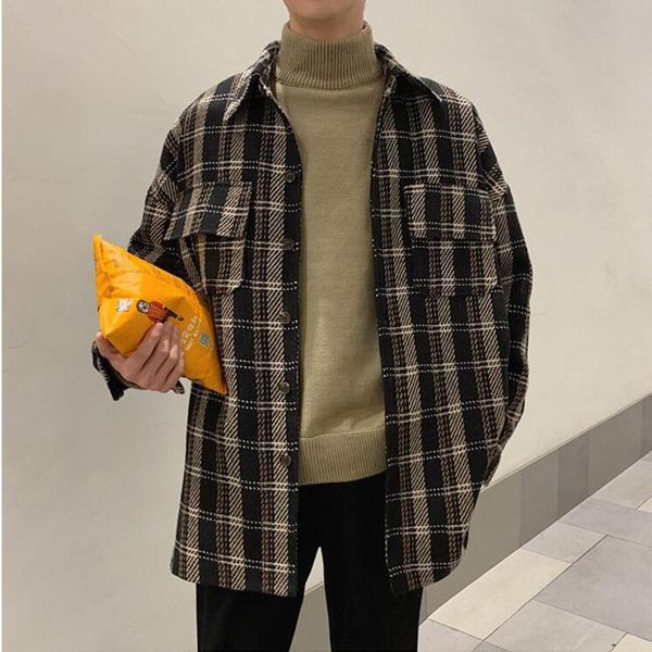 winter thick plaid woolen coat men's fashion casual retro oversized woolen coat men korean mid-length mens overcoat, Black
winter thick plaid woolen coat men's fashion casual retro oversized woolen coat men korean mid-length mens overcoat, Black
