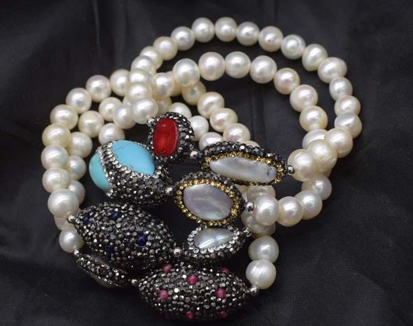 bangle freshwater pearl near round 8-9mm zircon coral/turauoises bracelet 7.5inch wholesale beads fppj nature, Black
bangle freshwater pearl near round 8-9mm zircon coral/turauoises bracelet 7.5inch wholesale beads fppj nature, Black