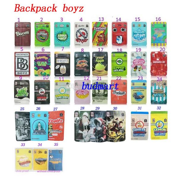 48 kinds of backpack boyz cali packs resealable smell proof bags 33 no cap italian ice dry herb flower packaging
48 kinds of backpack boyz cali packs resealable smell proof bags 33 no cap italian ice dry herb flower packaging