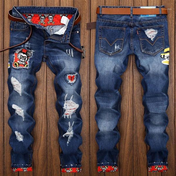 men's jeans hole dark blue washed men's personality straight trend patch youth retro trousers demin men jeans-ker0011
men's jeans hole dark blue washed men's personality straight trend patch youth retro trousers demin men jeans-ker0011