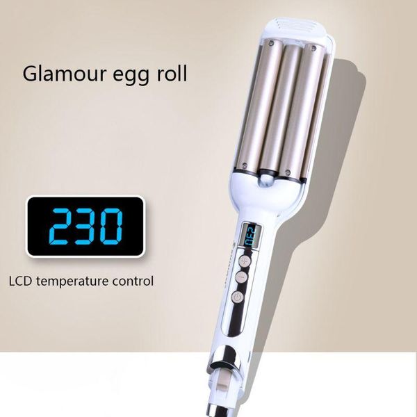 pro ceramic triple barrel hair wave waver curling iron curler eu plug styling tools, Black
pro ceramic triple barrel hair wave waver curling iron curler eu plug styling tools, Black