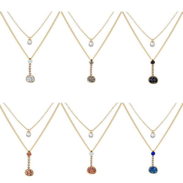 pendant necklaces 2021 korean pear crystal long chain women double-layer necklace chic charm trendy jewelry dropship valentine's day gi, Silver
pendant necklaces 2021 korean pear crystal long chain women double-layer necklace chic charm trendy jewelry dropship valentine's day gi, Silver