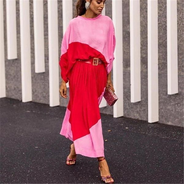 2021 autumn womens dress vintage long maxi dress ladies slash neck long sleeve loose red pink contrast color dresses vestidos, Black;gray
2021 autumn womens dress vintage long maxi dress ladies slash neck long sleeve loose red pink contrast color dresses vestidos, Black;gray