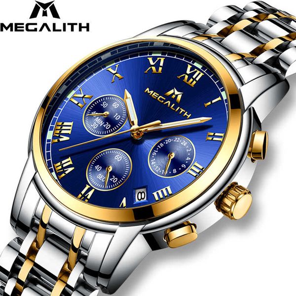 megalith luxury luminous watches men waterproof stainless steel analogue wrist watch chronograph date quartz watch montre homme j190715, Silver
megalith luxury luminous watches men waterproof stainless steel analogue wrist watch chronograph date quartz watch montre homme j190715, Silver