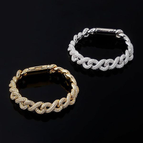 charm bracelets hip hop prong setting cz stone bling iced out solid infinity cuban link chain bangles for men rapper jewelry, Golden;silver
charm bracelets hip hop prong setting cz stone bling iced out solid infinity cuban link chain bangles for men rapper jewelry, Golden;silver