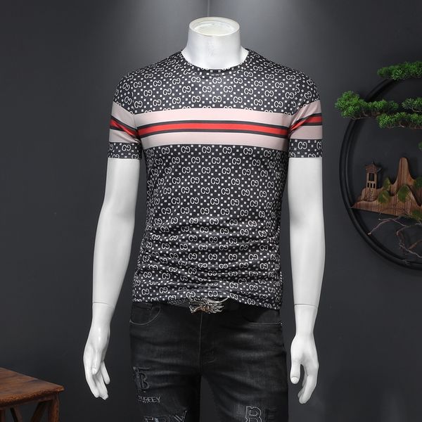 plaid striped printed short-sleeved t-shirt men's 2021 summer men's slim round neck mercerized cotton half-sleeved bottoming shirt, White;black
plaid striped printed short-sleeved t-shirt men's 2021 summer men's slim round neck mercerized cotton half-sleeved bottoming shirt, White;black