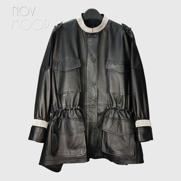 novmoop fashion loose style women summer black sheepskin genuine leather coat with adjustable waist ropa mujer lt31231
novmoop fashion loose style women summer black sheepskin genuine leather coat with adjustable waist ropa mujer lt31231