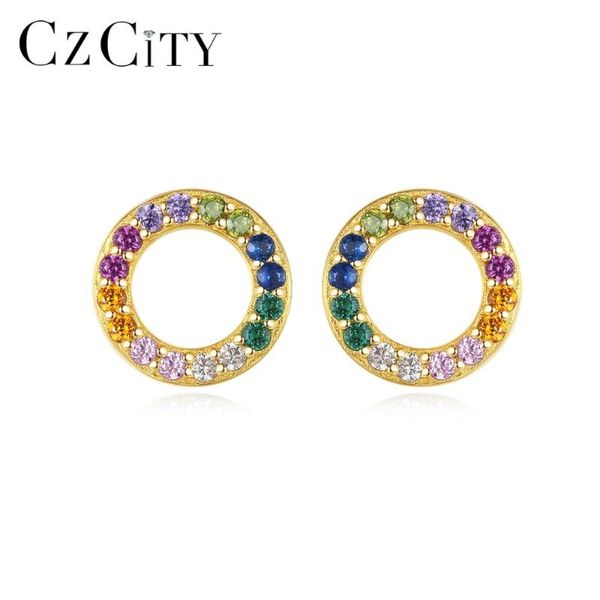 allakalo stud earrings for women 925 sterling silver rainbow color circle cubic zircon fine jewelry christmas gift brincos se544, Golden;silver
allakalo stud earrings for women 925 sterling silver rainbow color circle cubic zircon fine jewelry christmas gift brincos se544, Golden;silver