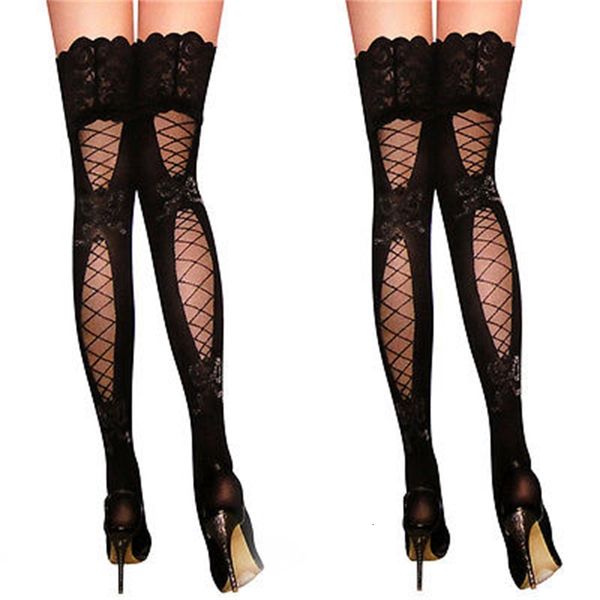 women´s sheer lace thigh-highs belt suspender lingerie fishnet stockings for women medias, Black;white
women´s sheer lace thigh-highs belt suspender lingerie fishnet stockings for women medias, Black;white