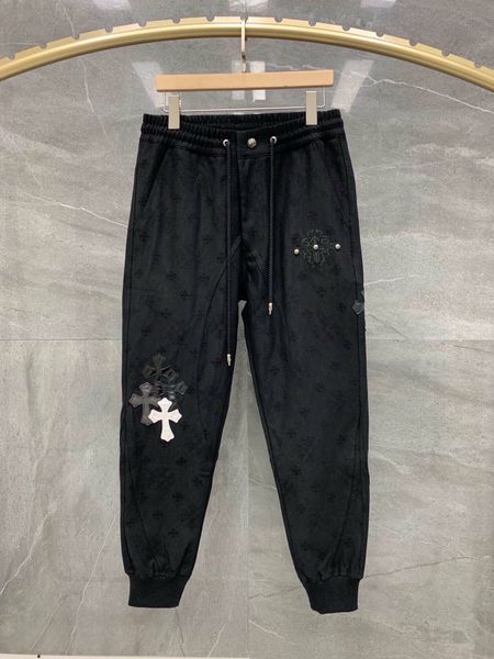 new crosin ch silver cross print casual heavy industry drawstring pants, Black
new crosin ch silver cross print casual heavy industry drawstring pants, Black