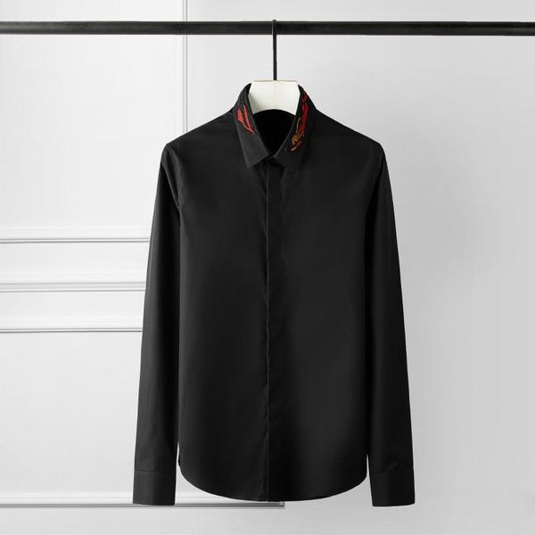 new shirt men luxury embroidery long sleeve mens shirts fashion casual party wedding men shirt plus size 4xl slim fit shirts, White;black
new shirt men luxury embroidery long sleeve mens shirts fashion casual party wedding men shirt plus size 4xl slim fit shirts, White;black