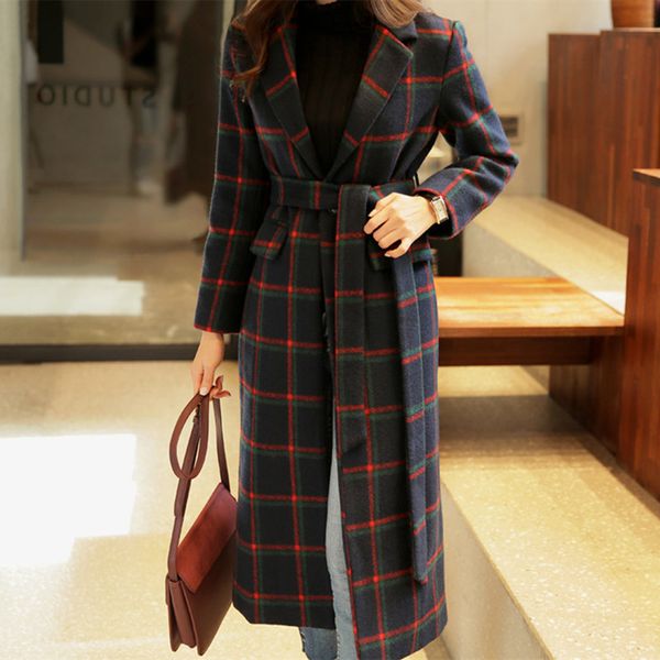 winter wool blends coat belt female long houndstooth over the knee woolen overcoat paszcz damski manteau femme lj201201, Black
winter wool blends coat belt female long houndstooth over the knee woolen overcoat paszcz damski manteau femme lj201201, Black