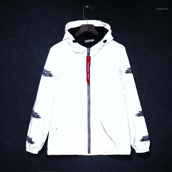 men/women reflective jacket harajuku windbreaker jackets hooded print long sleeve streetwear coat odblaskowa kurtka #2s021, Black;brown
men/women reflective jacket harajuku windbreaker jackets hooded print long sleeve streetwear coat odblaskowa kurtka #2s021, Black;brown