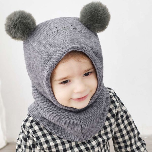 children's autumn knitted cute baby double ball cat collar suit winter casual wool hat cartoon, Red;brown
children's autumn knitted cute baby double ball cat collar suit winter casual wool hat cartoon, Red;brown