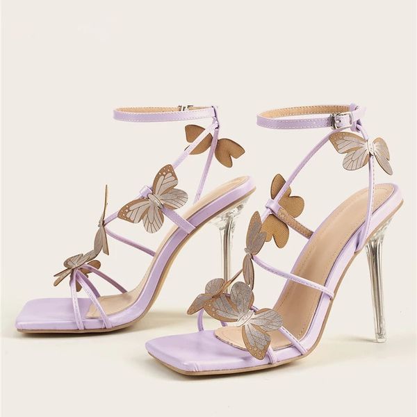 purple women sandals shoes high heels sandals summer party dress shoes buckles pumps stripper shoes, Black