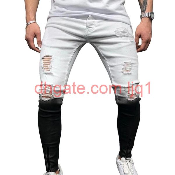 new jeans skinny men gradient black white ripped hole denim pantalones male 2020 autumn ankle zipper pencil trousers, Blue
new jeans skinny men gradient black white ripped hole denim pantalones male 2020 autumn ankle zipper pencil trousers, Blue