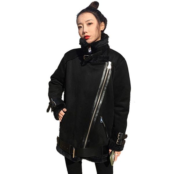 women's leather & faux women 2021 spring autumn artificial sheepskin jackets coat female casual warm outwear lambswool motorcycle v678, Black
women's leather & faux women 2021 spring autumn artificial sheepskin jackets coat female casual warm outwear lambswool motorcycle v678, Black