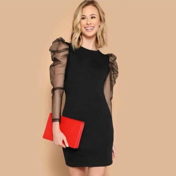2021 spring new women's long sleeve lace black bodycon tight bandage dress fashion celebrity party high street dress, Black;gray