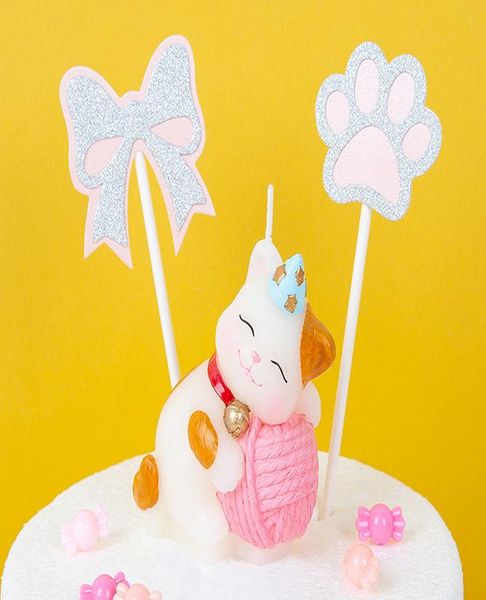 креативный день рождения свеча кошка домашняя ремесло стиль свеча творческий торт украшения день рождения украшения торта творческий день ро