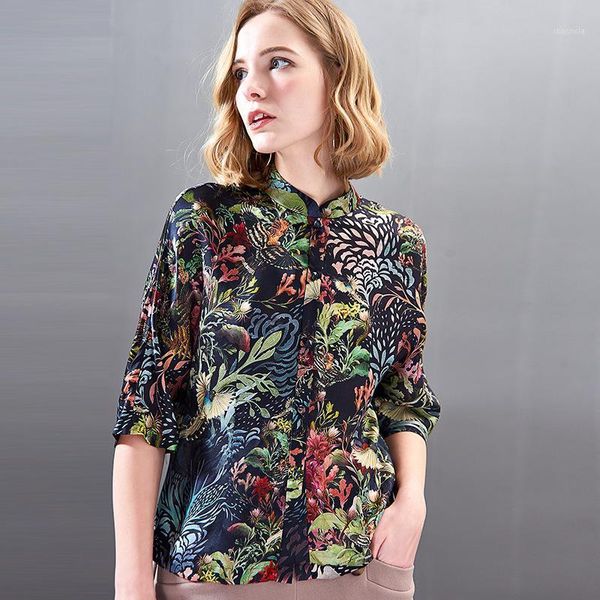 women and blouses black silk green plant floral 2020 summer office shirts long sleeve casual plus size1, White
women and blouses black silk green plant floral 2020 summer office shirts long sleeve casual plus size1, White