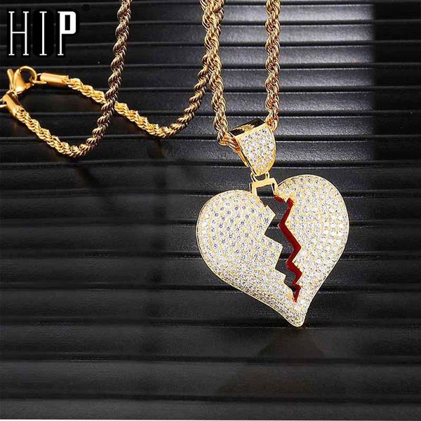 pendant necklaces hip hop iced out copper full rhinestone rope chain heart breaking & necklace for men jewelry drop, Silver 
pendant necklaces hip hop iced out copper full rhinestone rope chain heart breaking & necklace for men jewelry drop, Silver