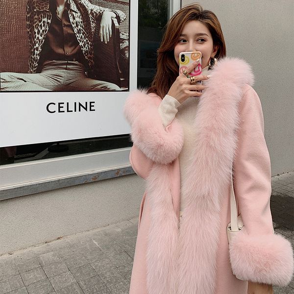 winter x-long 2020 lovely pink woolen coat with genuine fox fur collar and pashmina outerwear female fists stry, Black
winter x-long 2020 lovely pink woolen coat with genuine fox fur collar and pashmina outerwear female fists stry, Black