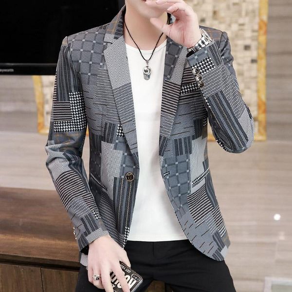 men's suits & blazers european station men korean edition plaid leisure suit 2021 autumn fashion hair stylist small british coat, White;black
men's suits & blazers european station men korean edition plaid leisure suit 2021 autumn fashion hair stylist small british coat, White;black