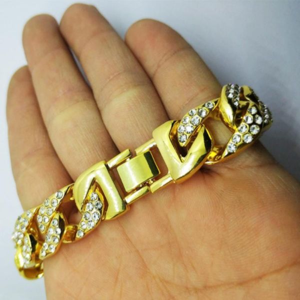 men 15mm full zircon cuban chain link hip hop bracelet ice out fashion pop bracel wmtawl, Black
men 15mm full zircon cuban chain link hip hop bracelet ice out fashion pop bracel wmtawl, Black