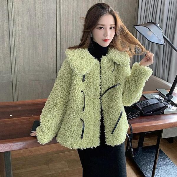 women's fur & faux lucyever korean style turn down collar lamb coats women 2021 furry belt femme all match green thick warm mujer, Black
women's fur & faux lucyever korean style turn down collar lamb coats women 2021 furry belt femme all match green thick warm mujer, Black