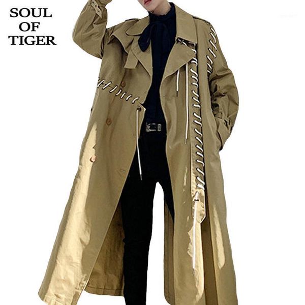 men's trench coats soul of tiger european designer autumn clothing male vintage mens casual long trenches punk oversized windbreakers1, Tan;black
men's trench coats soul of tiger european designer autumn clothing male vintage mens casual long trenches punk oversized windbreakers1, Tan;black