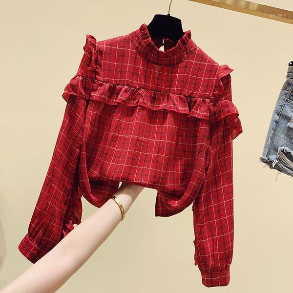 new stand solid ruffle chiffon shirt women fall winter 2020 women french plaid retro blouse1, White
new stand solid ruffle chiffon shirt women fall winter 2020 women french plaid retro blouse1, White