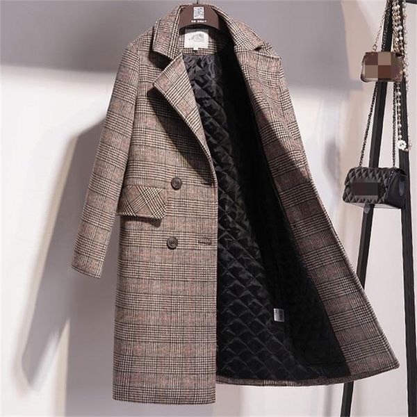 autumn winter coat women long coats vintage new korean thick ladies jacket plaid blend woolen outerwear office lady warm coats 201217, Black
autumn winter coat women long coats vintage new korean thick ladies jacket plaid blend woolen outerwear office lady warm coats 201217, Black