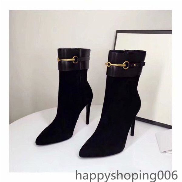 brand luxury womens half high heel 10cm pointed toes mid-calf booties ladies knight suede leather boots size2020, Black
brand luxury womens half high heel 10cm pointed toes mid-calf booties ladies knight suede leather boots size2020, Black