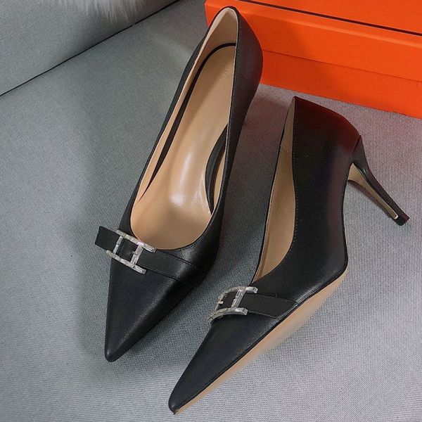 2020 pointed toe stiletto heel buckle fashionable, versatile, comfortable, non-slip soft leather and suede dress shoes, Black
2020 pointed toe stiletto heel buckle fashionable, versatile, comfortable, non-slip soft leather and suede dress shoes, Black